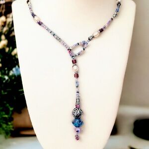 Freshwater Pearl Lariat Necklace 14” 17”, Artisan Made Gift Boho Chic Y Necklace